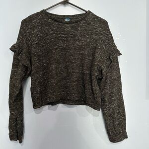 Old Navy Girl’s Black Sweater Top With Ruffle Sleeve Detail